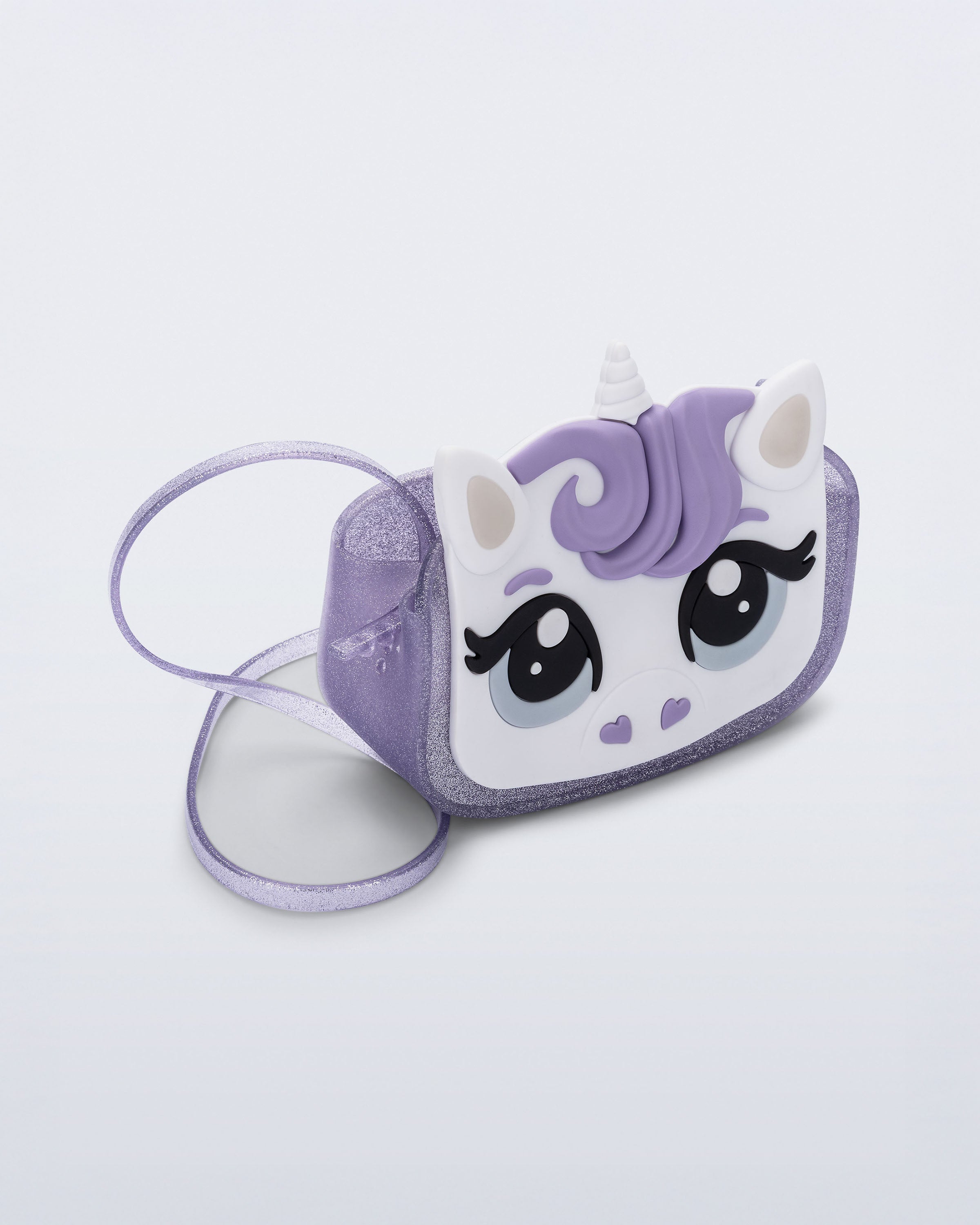 Mini Melissa unicorn lila çanta ayarlanabilir askı detayı