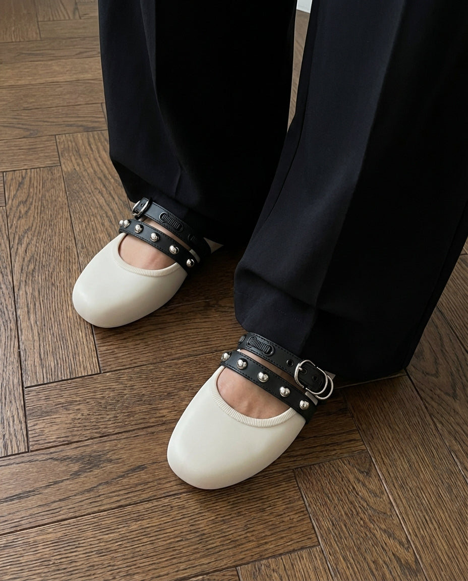Melissa Soft Ballerina Studs Bej – Vegan Kadın Babet | Metal Detay | Melflex™
