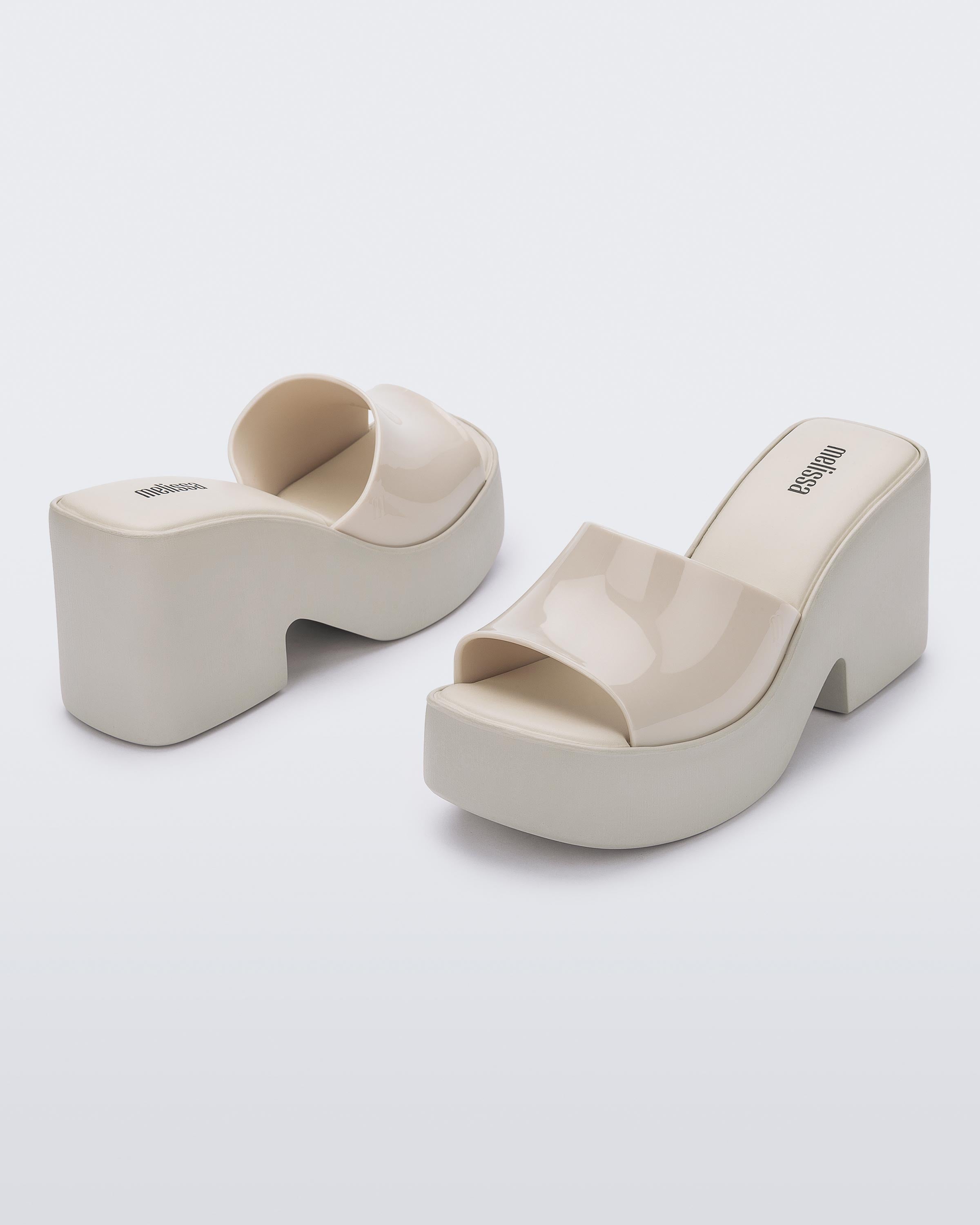 melissa posh modern platform terlik çift çekim – creme renk kadın yaz terliği