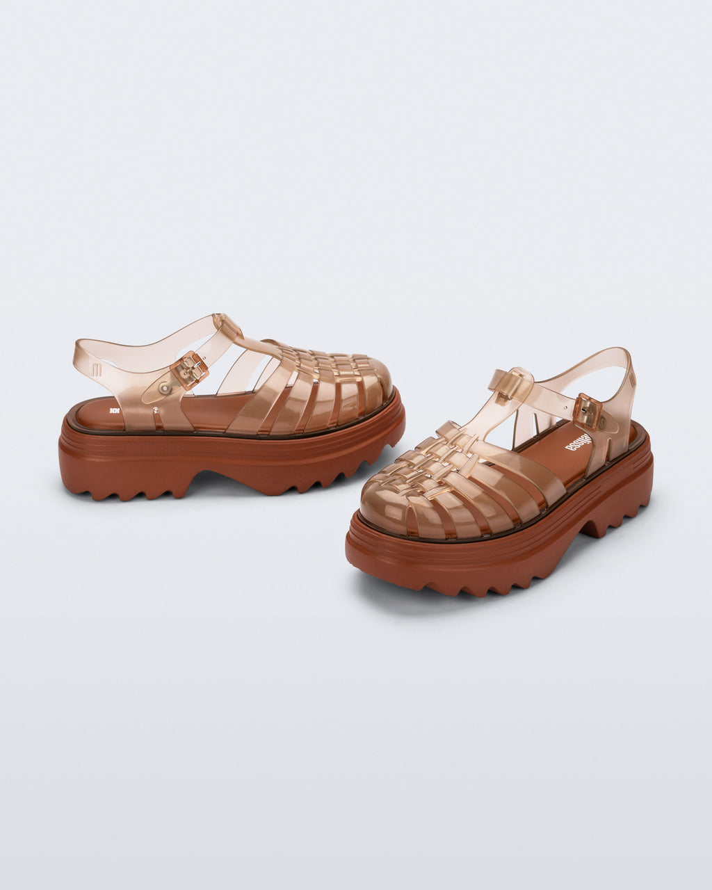 Melissa Possession Platform II fisherman örgü detaylı transparan platform sandalet üstten görünüm