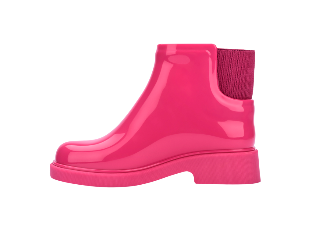 Mini Melissa Chelsea Boot II INF parlak pembe sol profil görünümü, günlük şık çocuk bot modeli