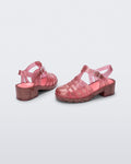 Mini Melissa Possession Heel Infantil simli pembe taban ve topuk yapısı