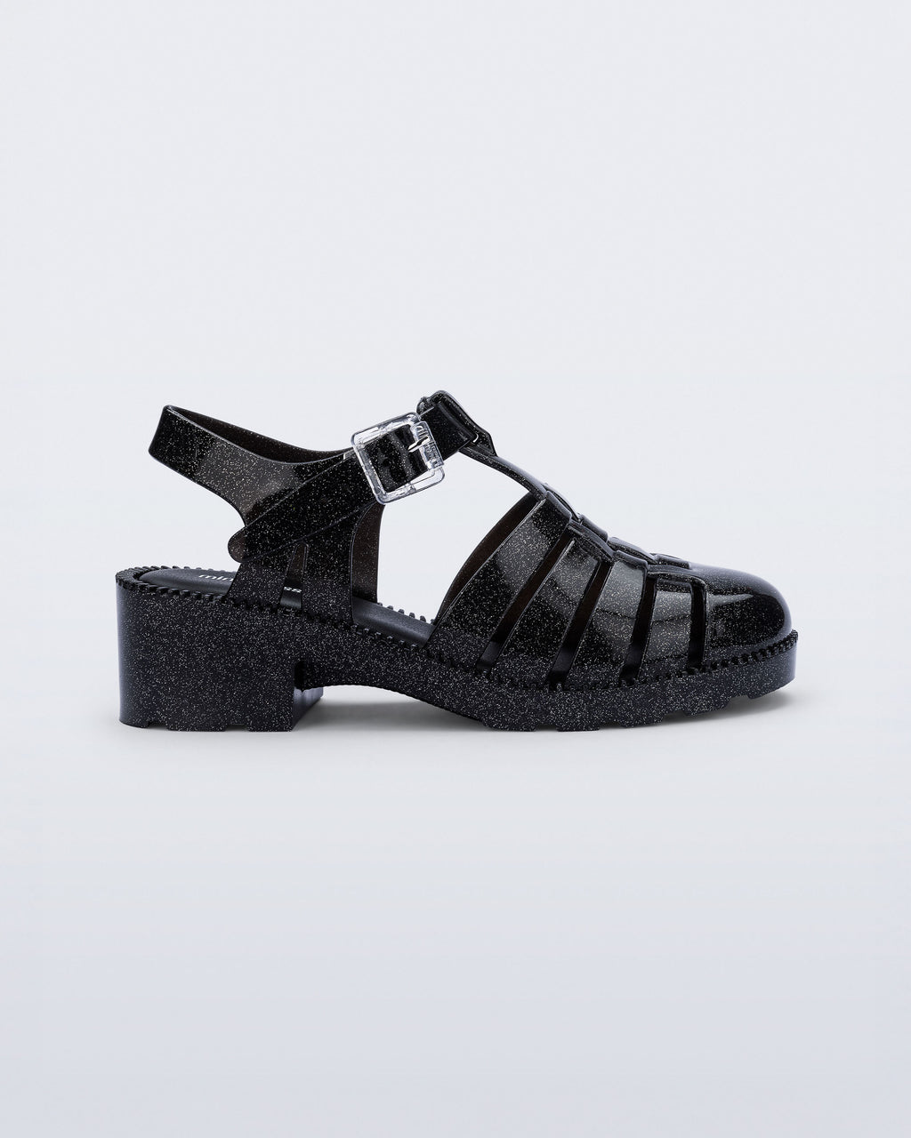Mini Melissa Possession Heel Infantil simli siyah kız çocuk sandalet yandan görünüm