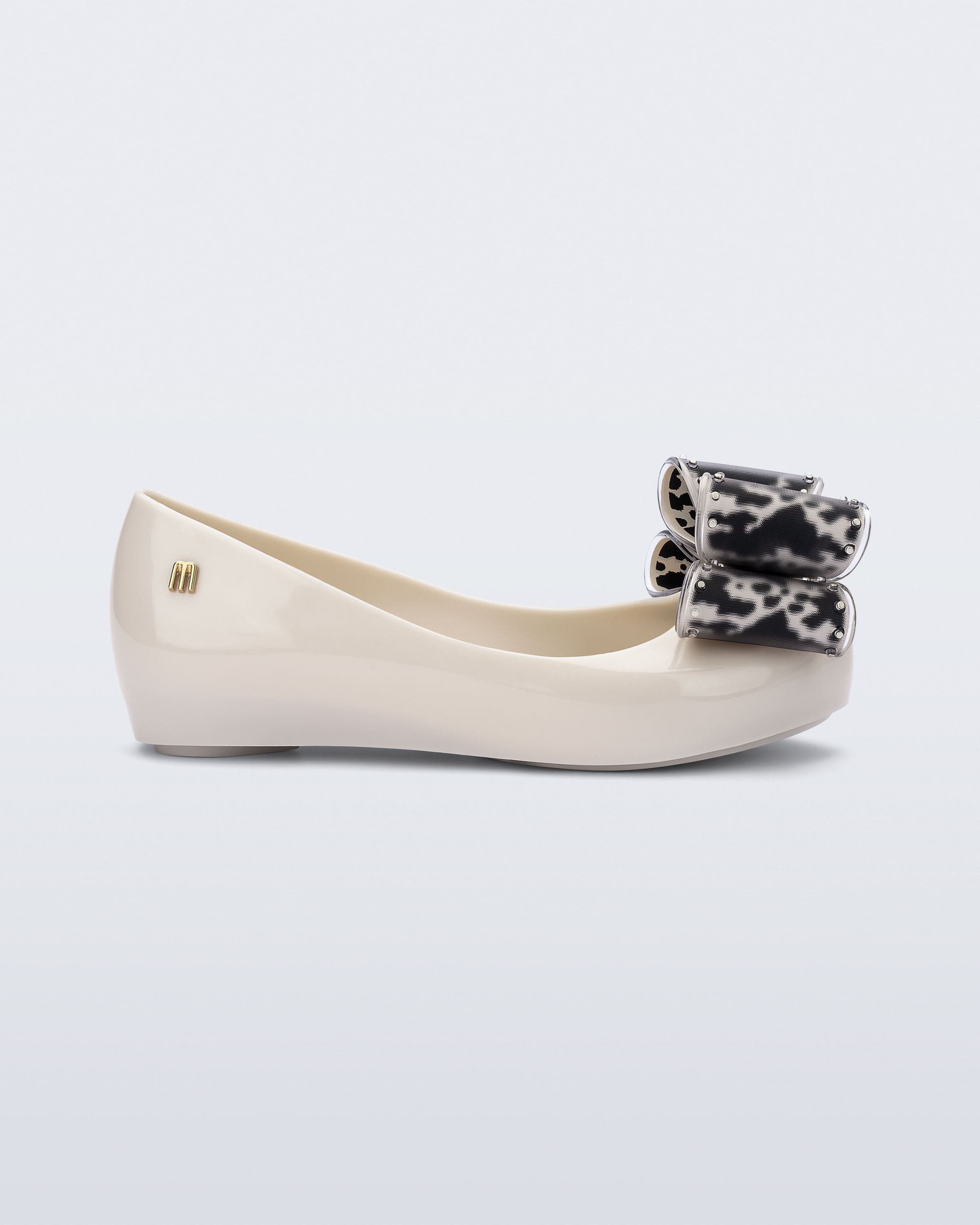 mini melissa classic bow siyah desenli fiyonk detay