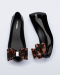 mini melissa black tortoise fiyonk detaylı kız çocuk ayakkabı üst görünüm