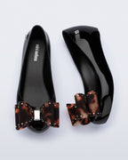 mini melissa black tortoise fiyonk detaylı kız çocuk ayakkabı üst görünüm