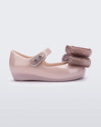 Mini Melissa Ultragirl Classic Bow simli pembe kız bebek babet ayakkabı yan görünüm