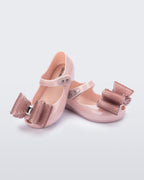Mini Melissa Ultragirl Classic Bow simli pembe balerin babet üstten görünüm
