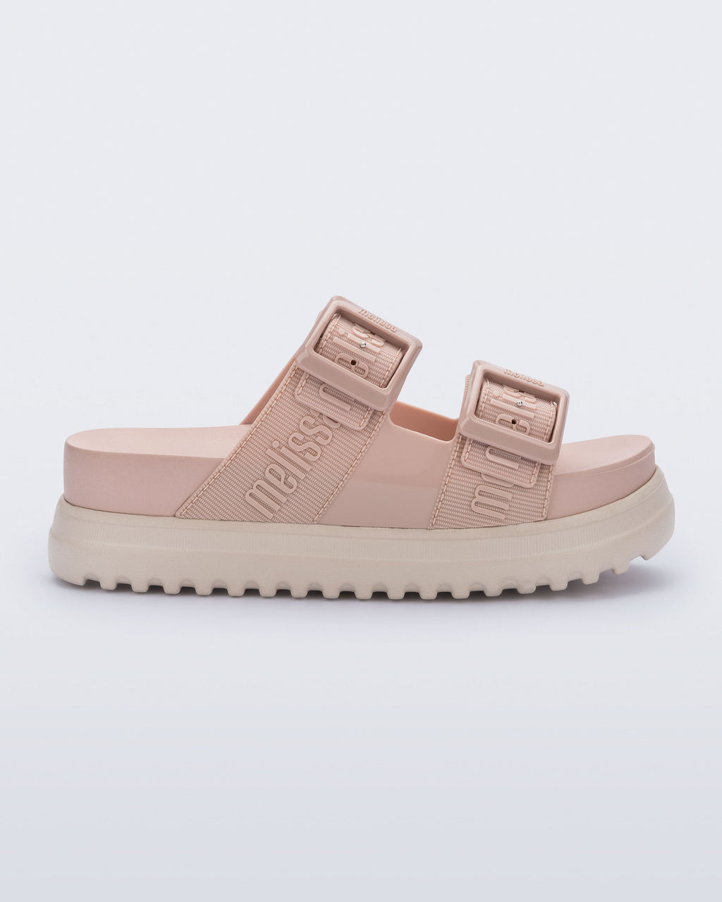 Orijinal Melflex yapısıyla Melissa Cozy M-Lover pudra pembe kadın platform terlik yan profil ve tırtıklı taban detayı