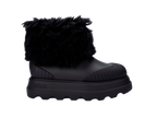 Siyah Melissa Warm Boot yandan görünüm, mat gövde ve kalın dişli taban vurgusu.
