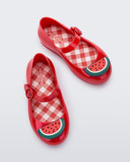 Mini Melissa Sweet Love Picnic gingham desenli iç taban detaylı çocuk ayakkabısı