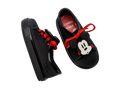 Mini Melissa siyah çocuk sneaker yan yüzey kırmızı bağcık ve şok emici Grenflex taban detayı