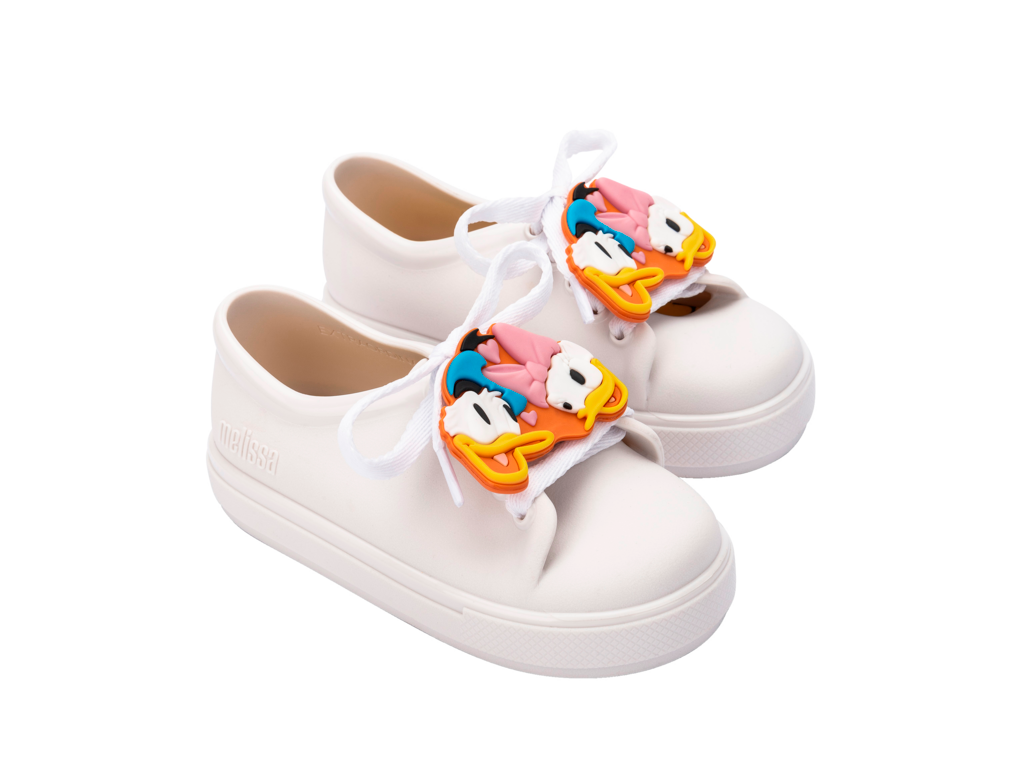 Mini Melissa  Mickey Minnie Friends Donald Daisy Beyaz sneaker bağcıklı ayakkabı 