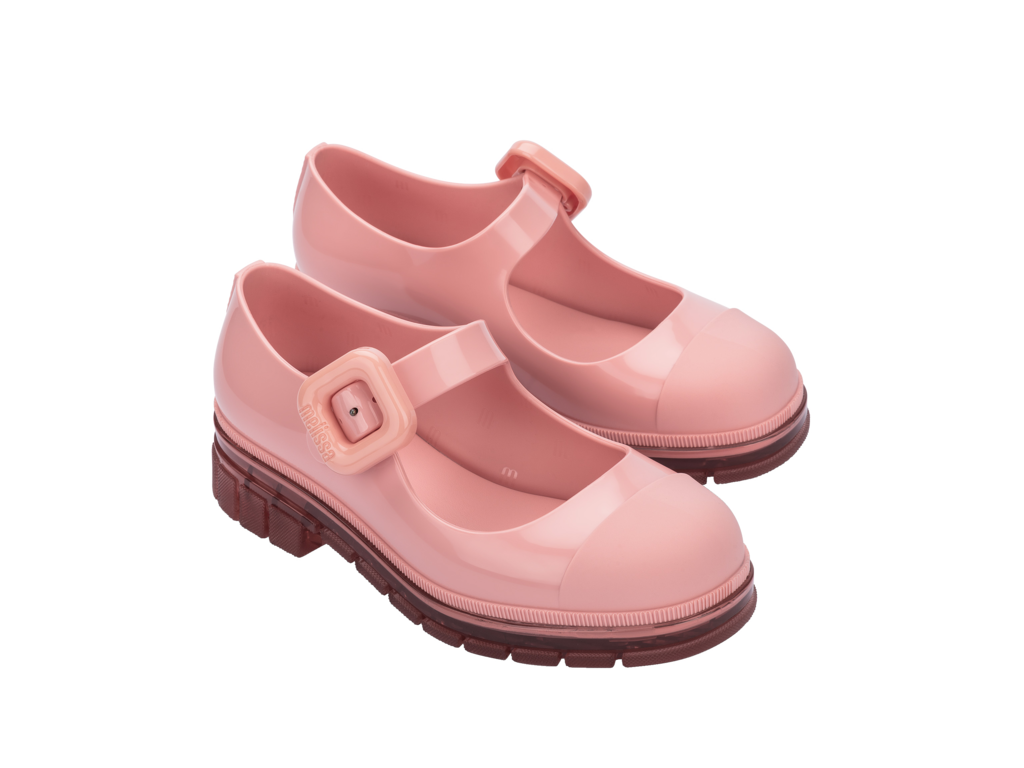 Mini Melissa June INF pembe Mary Jane ayakkabı çifti, önden görünüm, zarif ve modern tasarım