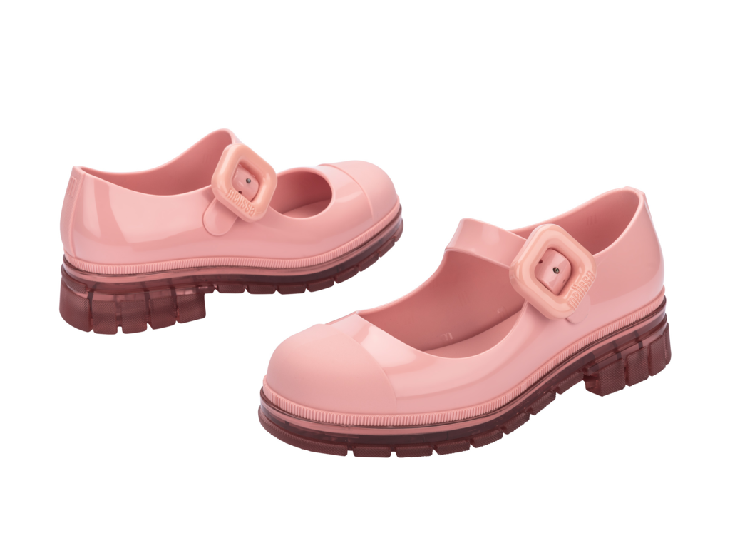 Mini Melissa June pembe kız çocuk Mary Jane ayakkabı çifti, okul ve günlük şıklık için ideal, chunky tabanlı