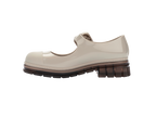 Mini Melissa June bej kız çocuk ayakkabı, yandan görünüm, kalın tabanlı ve modern mat burun detaylı