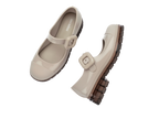 Mini Melissa June INF bej kız çocuk Mary Jane ayakkabı, üstten görünüm, tokalı ve kalın tabanlı