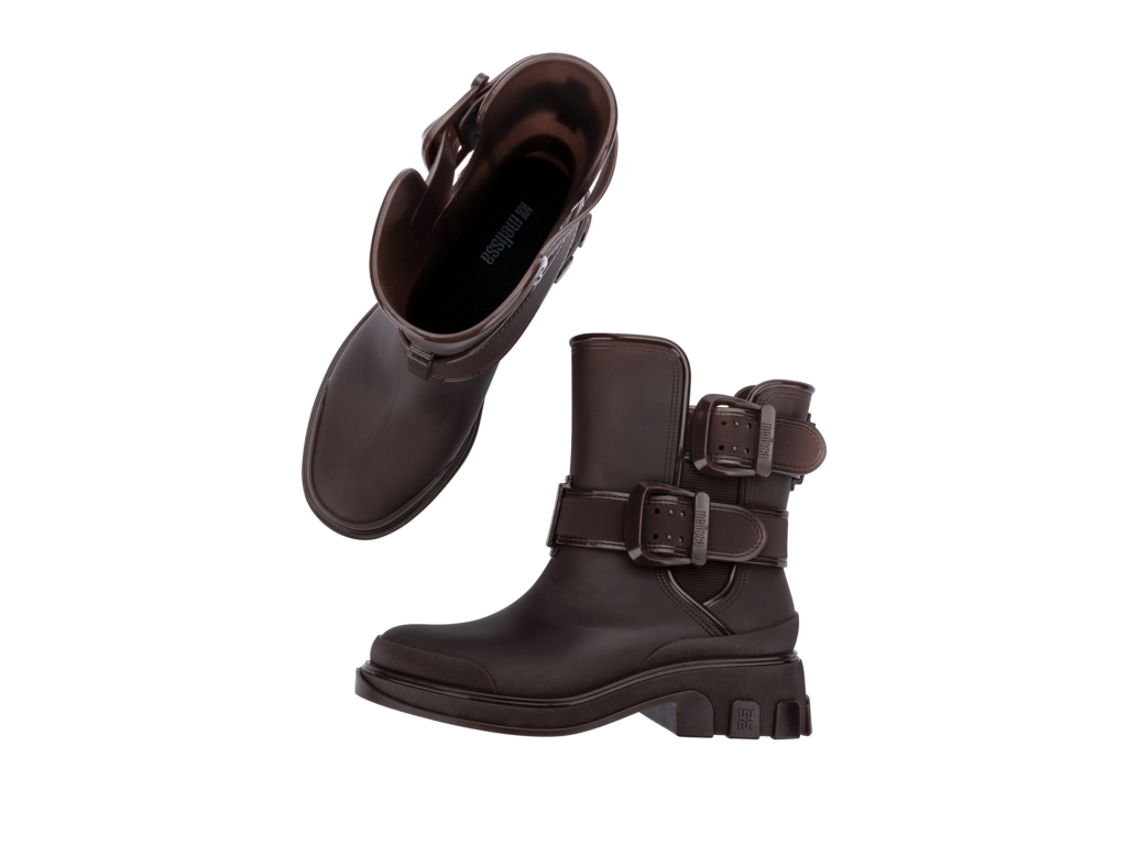Kahverengi Melissa Bang Boot – üstten görünüm, tokalar ve kayış detayları