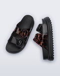 Melissa Cozy Platform Black/Tortoise kadın platform terlik üstten görünüm – ayarlanabilir çift tokalı tasarım