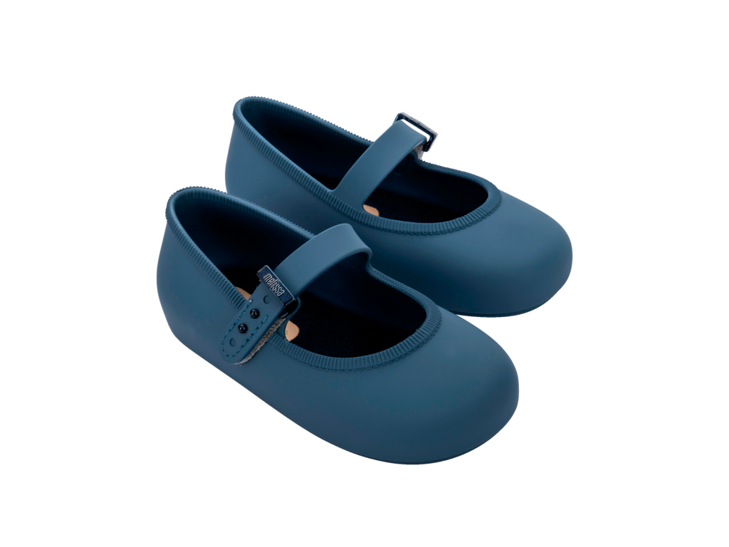 Mini Melissa Soft Ballerina BB mavi çocuk balerin ayakkabı çift görünüm, konforlu taban ve modern şıklık, rahat giydirme özelliği