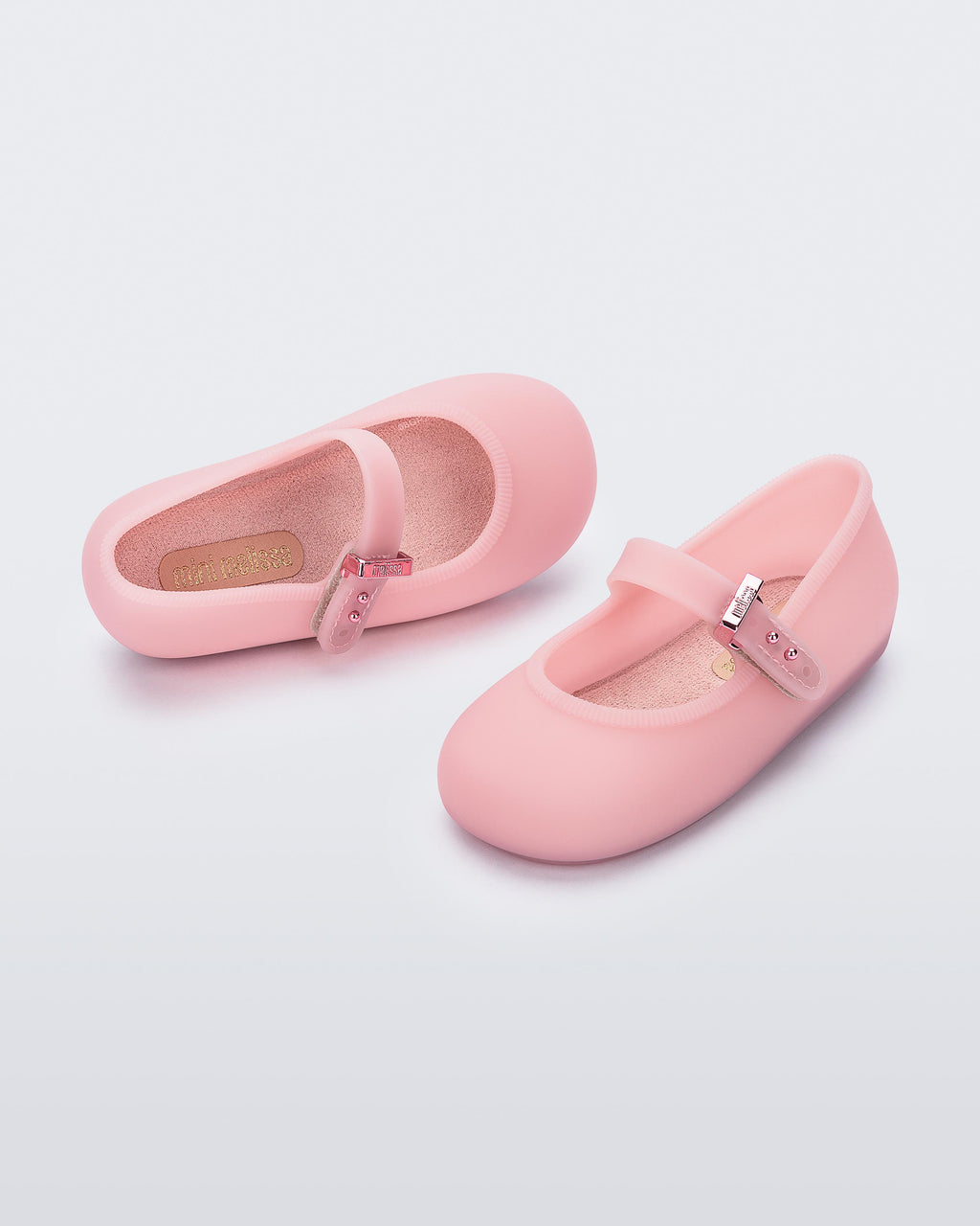 Mini Melissa Soft Ballerina pembe çocuk babet cırt cırtlı kayış detay