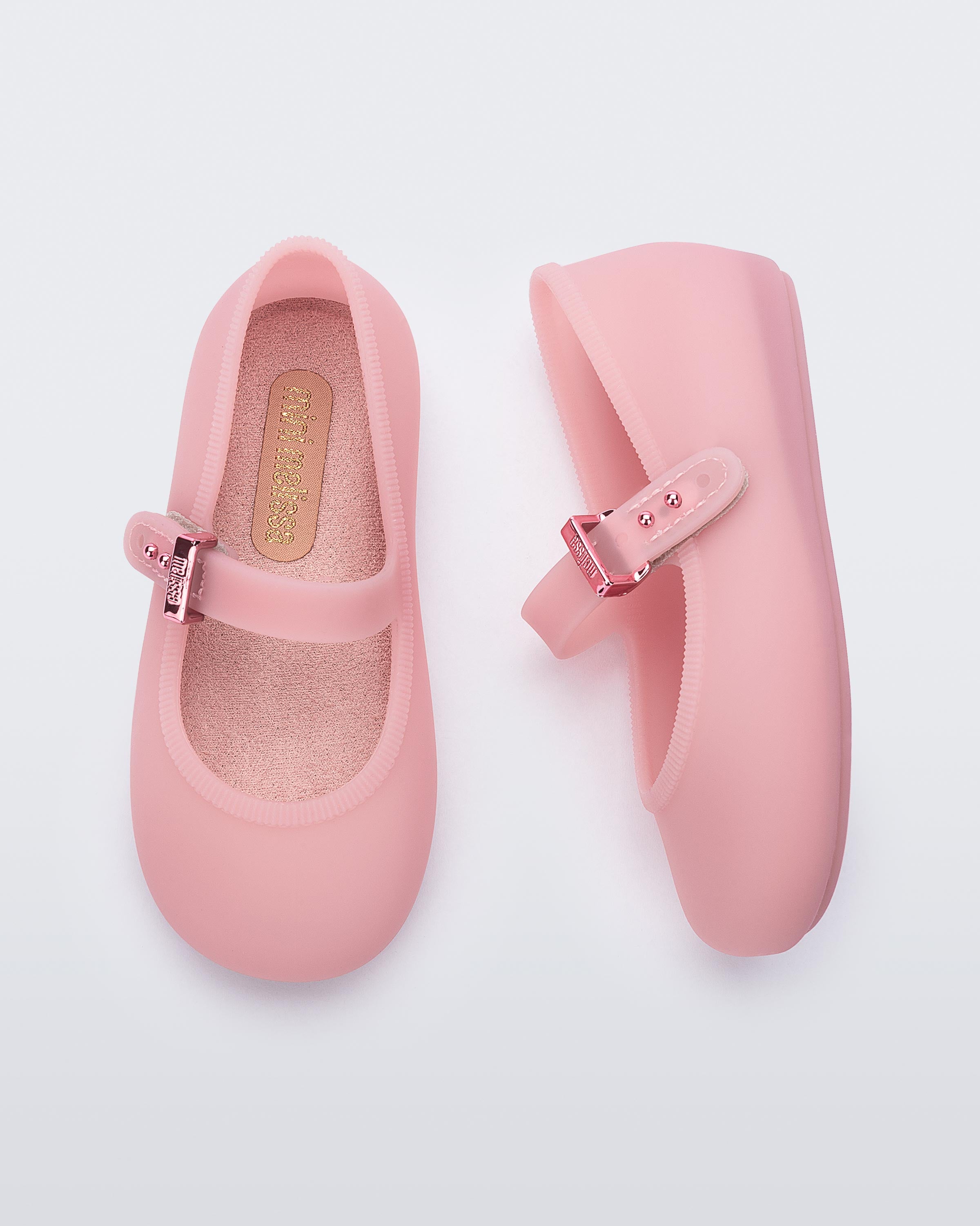 Mini Melissa Soft Ballerina pembe balerin ayakkabı üstten görünüm yumuşak taban