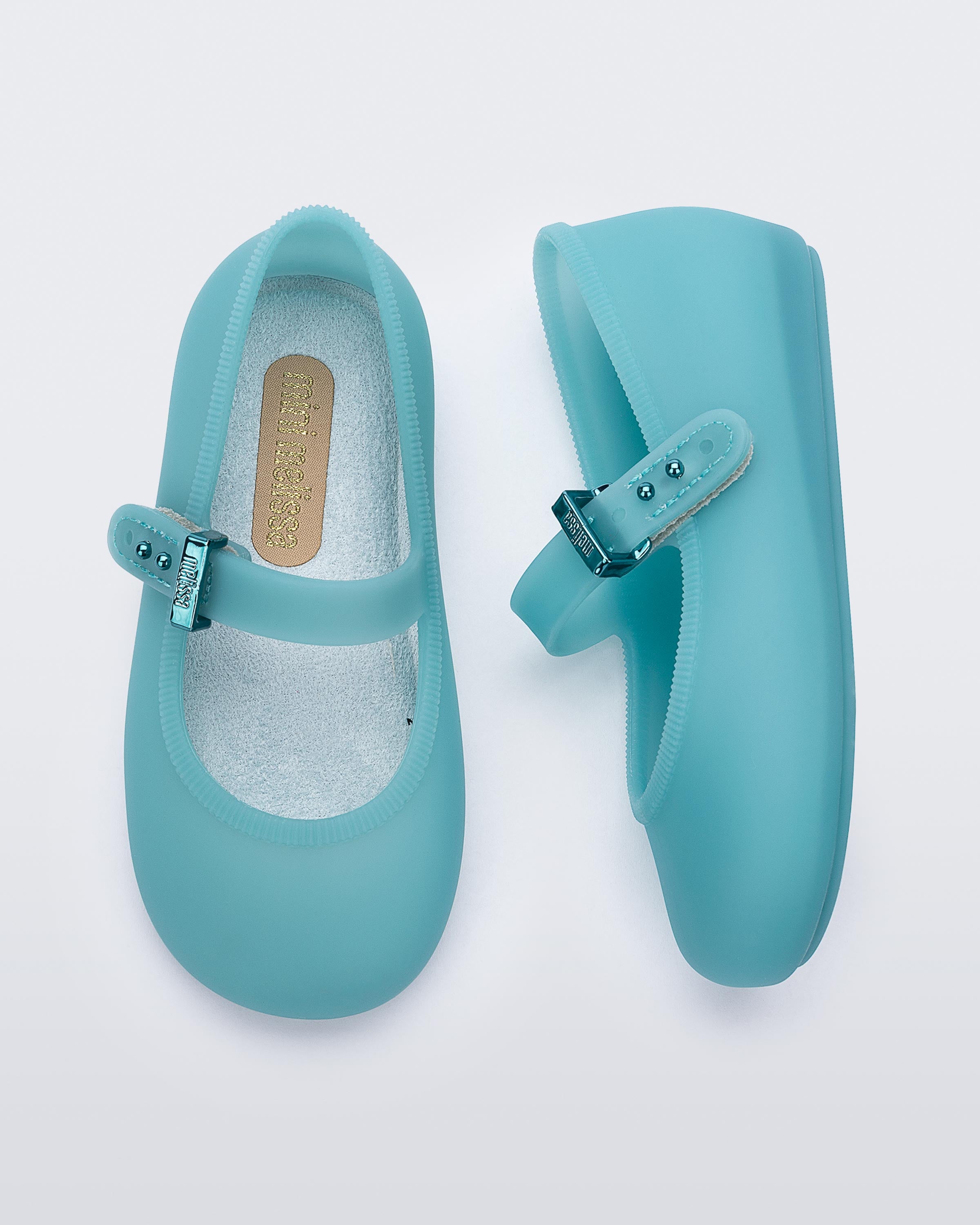 Mini Melissa Soft Ballerina turkuaz balerin ayakkabı ayarlanabilir kayış
