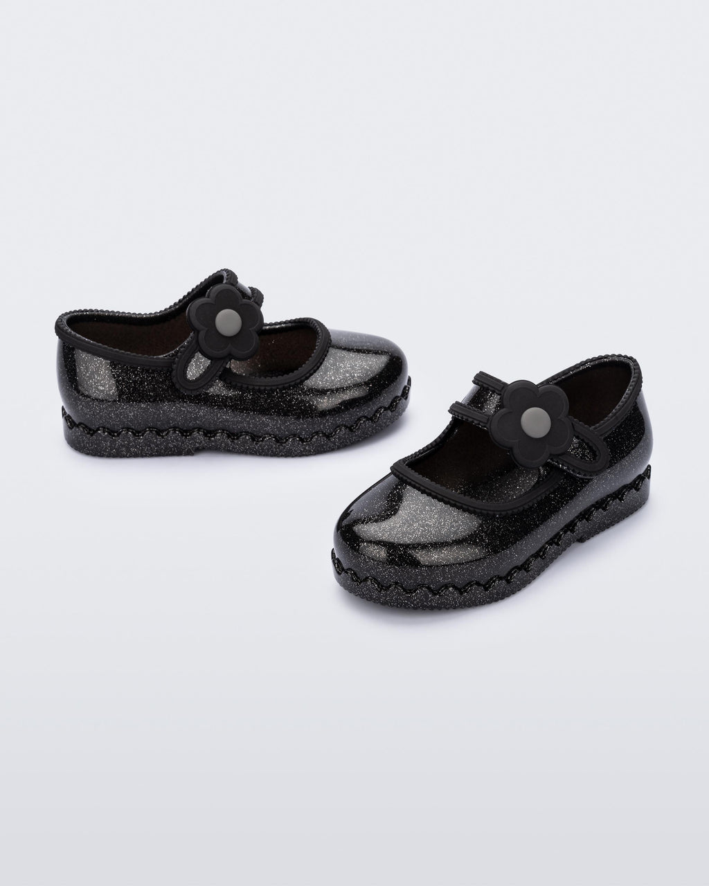Mini Melissa Hip Ballerina Baby glitter black esnek tabanlı kız çocuk ayakkabısı yan görünüm