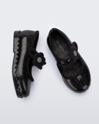 Mini Melissa Hip Ballerina Baby glitter black çiçek detaylı kız çocuk ayakkabısı üstten görünüm