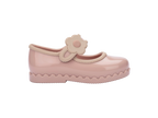 Vegan Melflex dokulu Mini Melissa çiçekli babet yan profil ve şık dalgalı taban tasarımı
