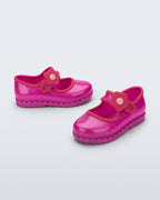 Mini Melissa Hip Ballerina glitter pink çocuk ayakkabısı, çiçek detaylı, simli pembe renk