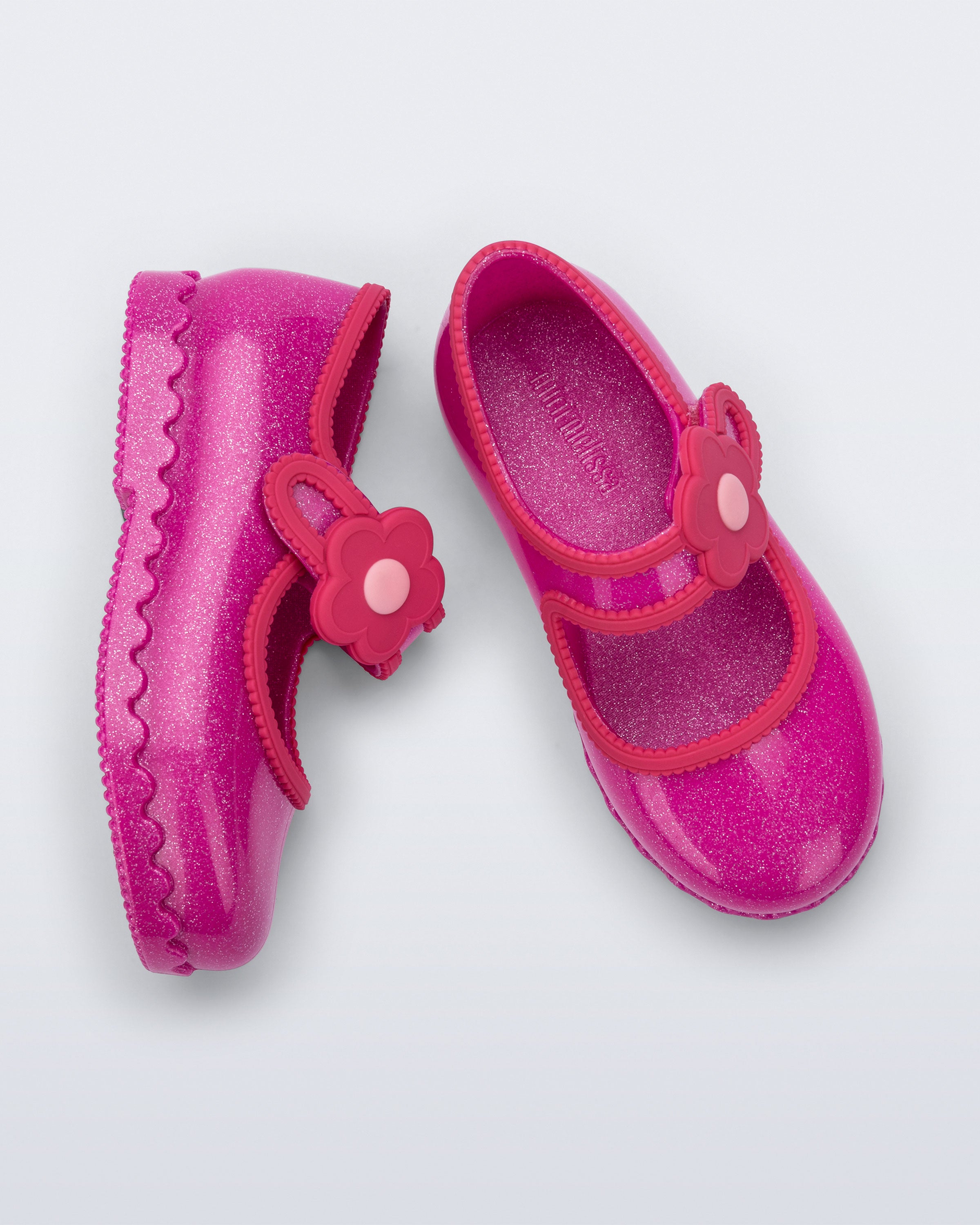 Mini Melissa Hip Ballerina Baby glitter pink, yumuşak tabanlı, rahat çocuk ayakkabısı