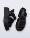 Melissa Up Platform siyah kadın sandalet, üstten görünüm – kayış ve platform taban detaylı.