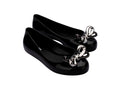 Kız çocukları için siyah Mini Melissa babet, konforlu Grenflex iç tabanlı, günlük ve özel gün kullanımı için ideal
