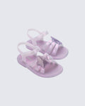 Mini Melissa Star lila renkli simli yıldız detaylı bebek ve çocuk sandaleti profilden görünüm