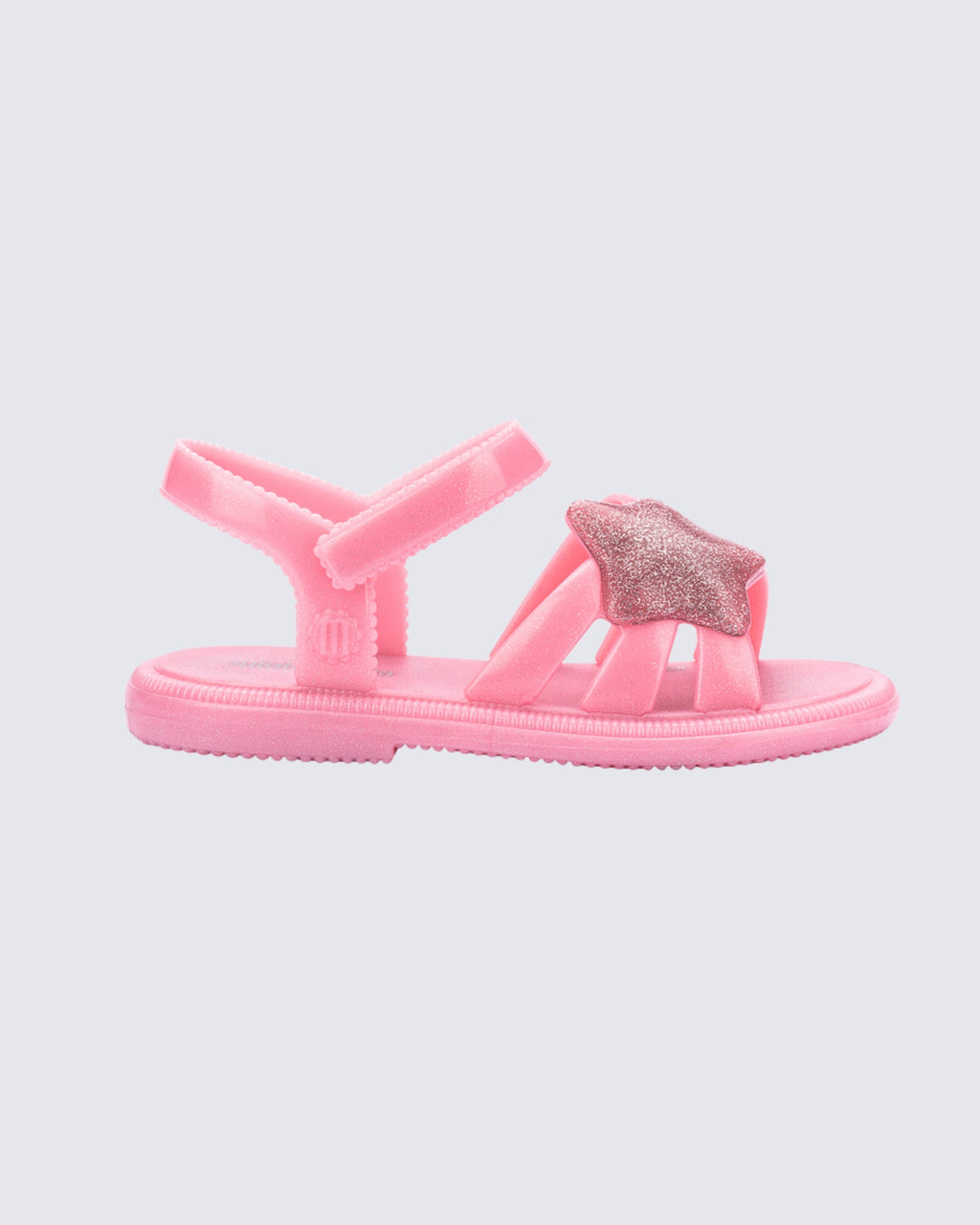 Melissa Star Sandalet pembe yan görünüm, velcro cırt cırtlı kayış ve esnek taban detayı