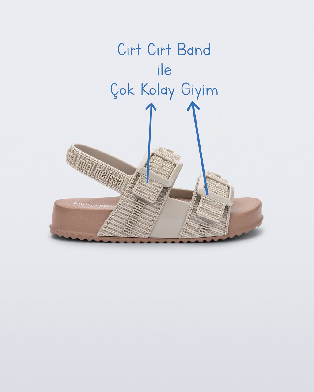 Mini Melissa Cozy M-Lover Baby bej gizli velcro cırt cırtlı bebek sandalet