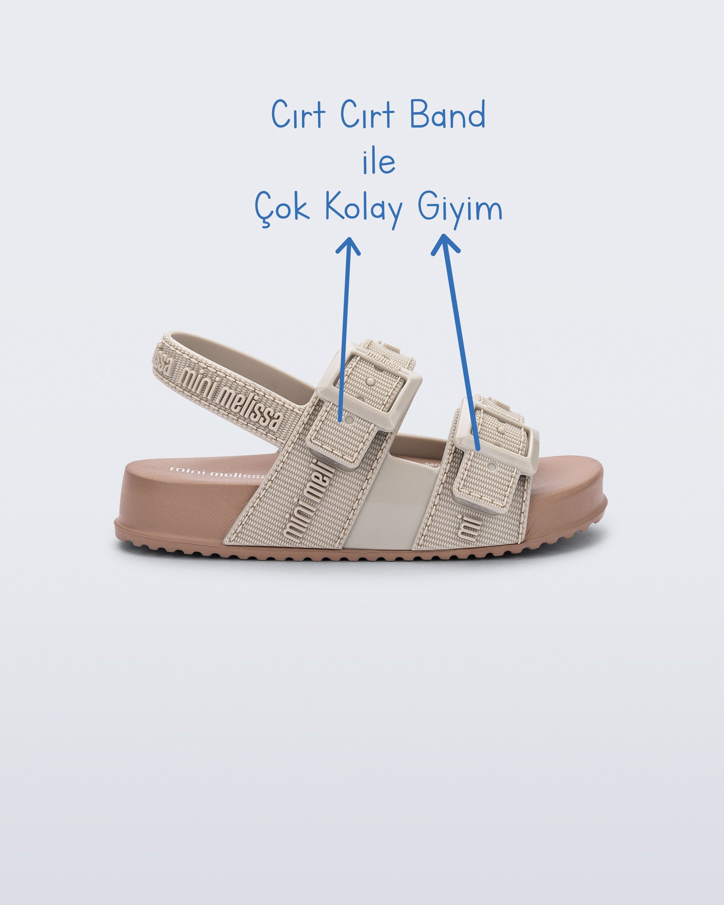 Mini Melissa Cozy M-Lover Baby bej gizli velcro cırt cırtlı bebek sandalet
