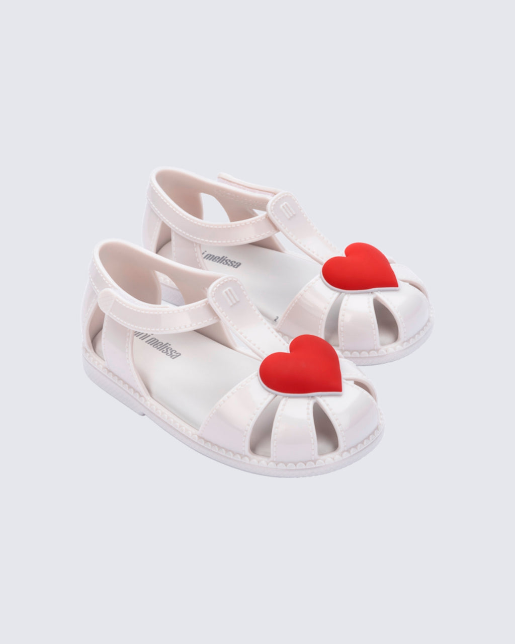 Mini Melissa Hip Heart Ballerina beyaz kalp aplikeli kız çocuk ayakkabısı ön görünüm