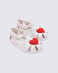 Mini Melissa Hip Heart Ballerina beyaz kalp aplikeli kız çocuk ayakkabısı ön görünüm