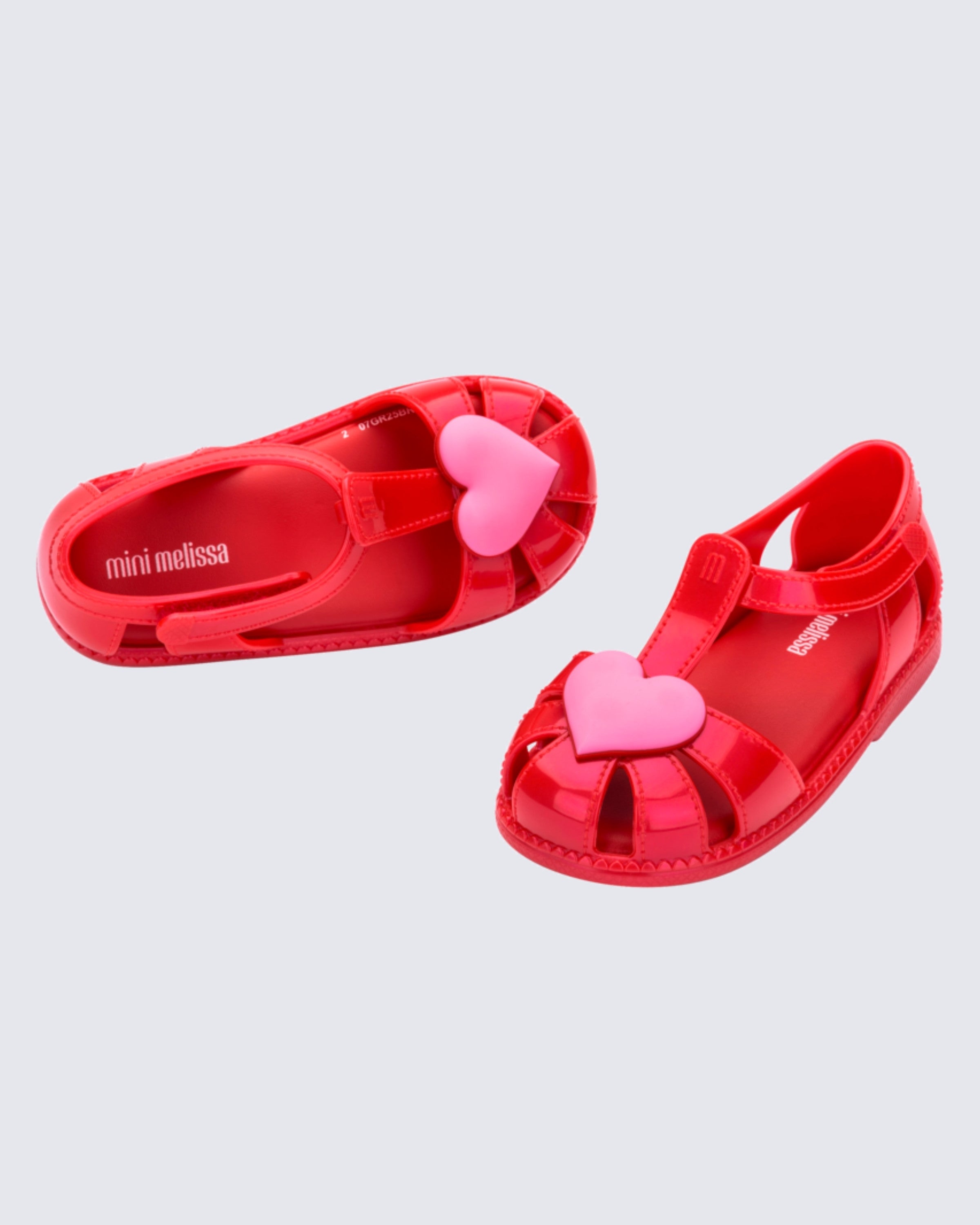 mini melissa kırmızı kalp detaylı velcro cırt cırt sandalet