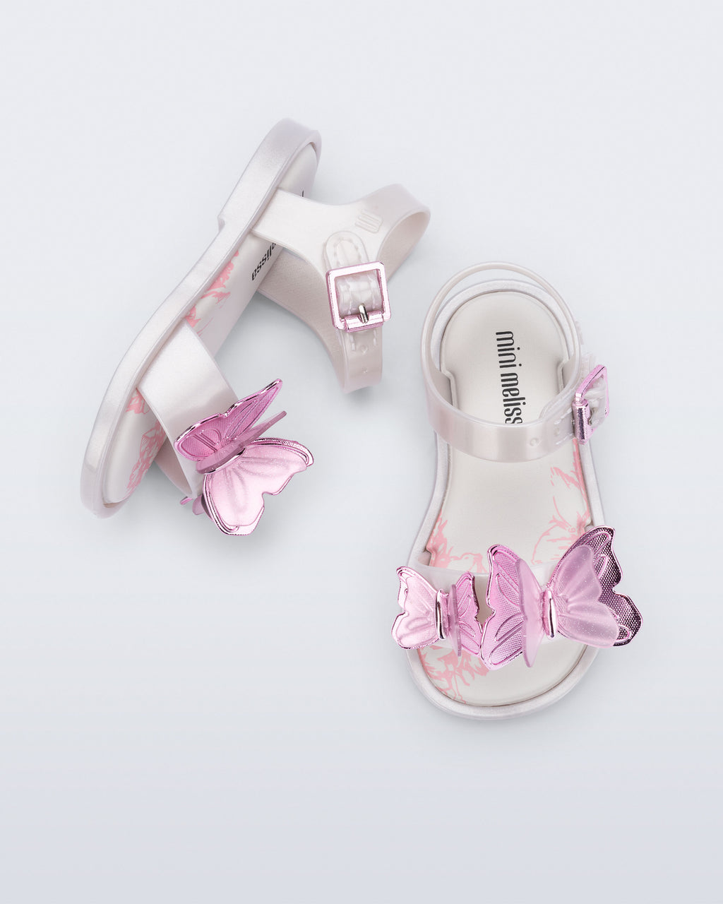 Mini Melissa Fly Sandal III Baby yumuşak taban, kelebekli – üstten görünüm