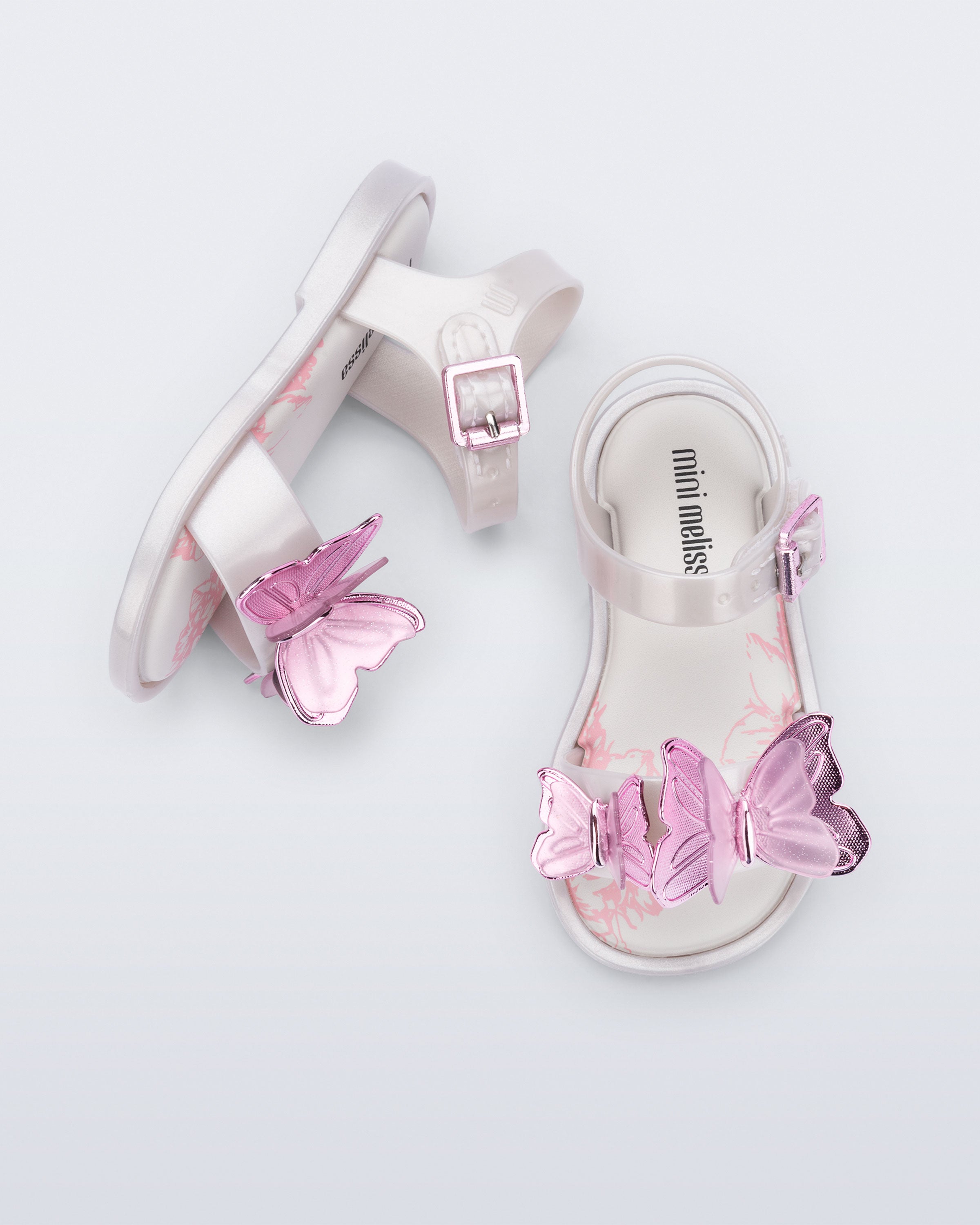 Mini Melissa Fly Sandal III Baby yumuşak taban, kelebekli – üstten görünüm