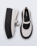 Melissa Soft Ballerina Platform beyaz siyah kadın ayakkabı - Mary Jane kayışlı platform taban babet üstten görünüm