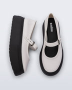 Melissa Soft Ballerina Platform beyaz siyah kadın ayakkabı - Mary Jane kayışlı platform taban babet üstten görünüm