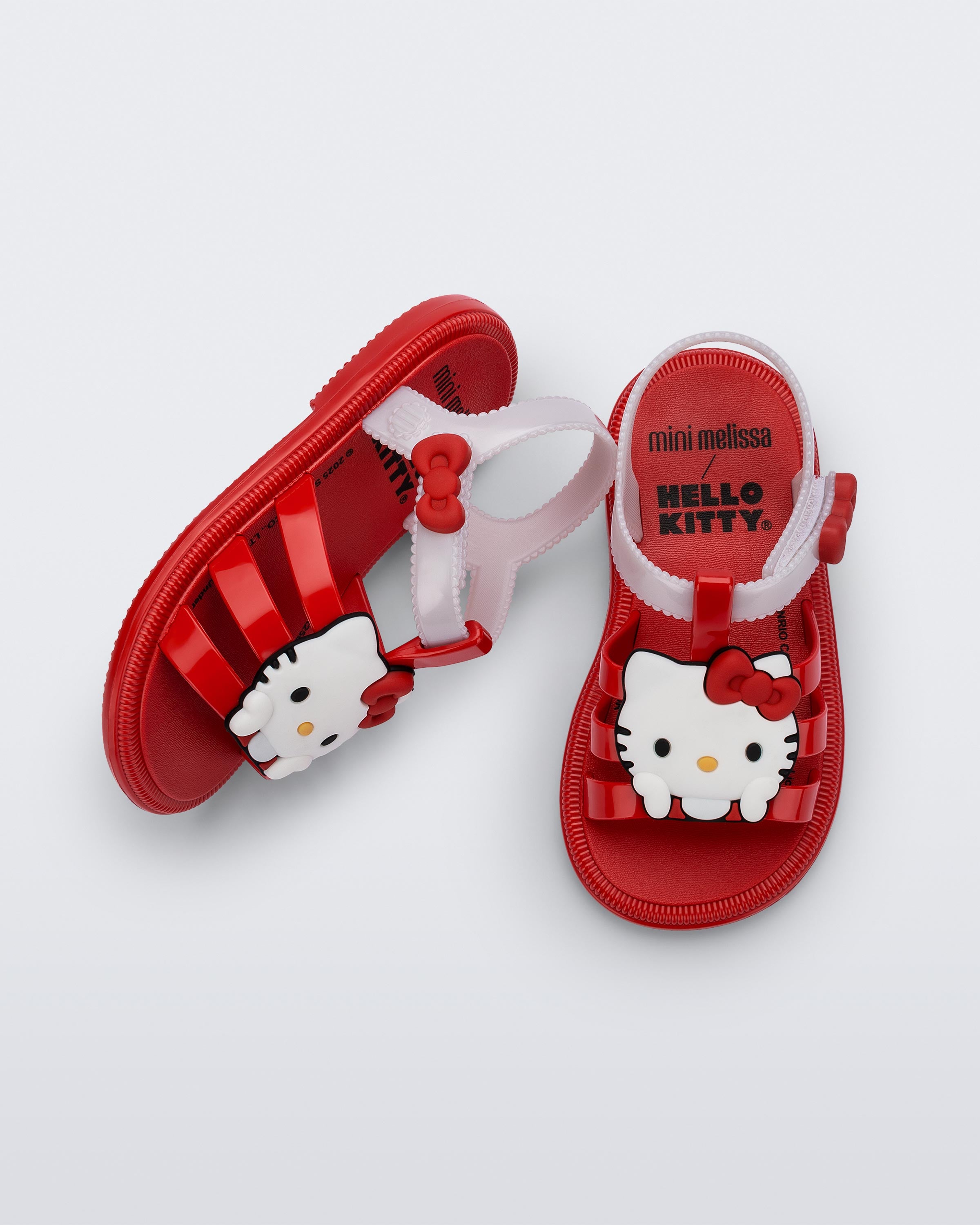 Mini Melissa Hip Hello Kitty Baby kırmızı sandalet üstten görünüm