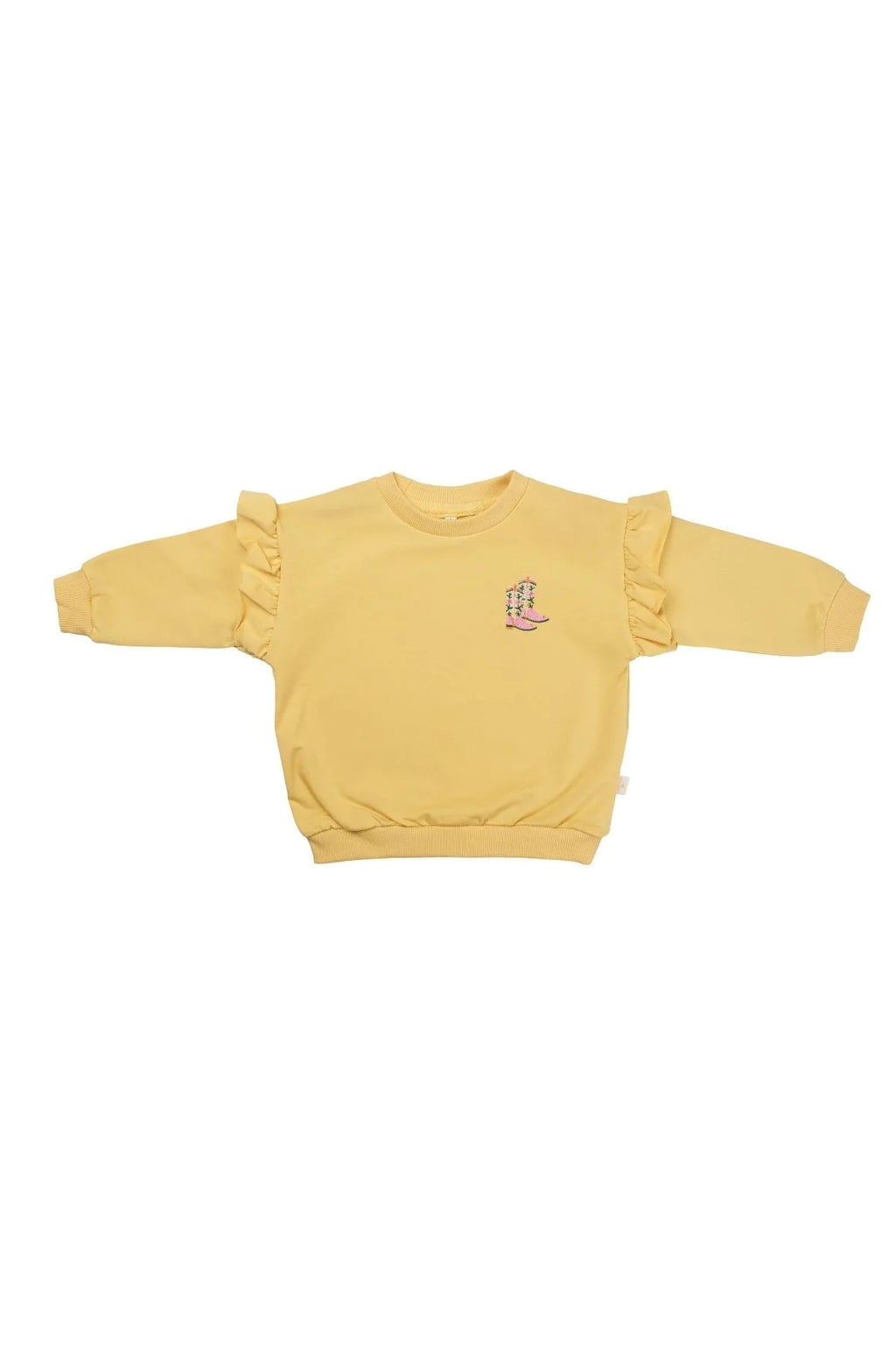 Fırfır Detaylı Sweatshirt - Açık Sarı