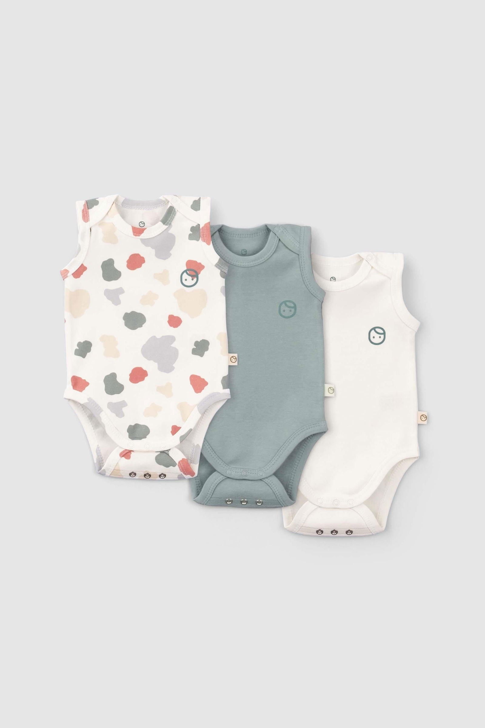 3' lü Çıtçıtlı Atlet Organik Pamuk Body Seti Animal Desenli - Riki Baby&Kids