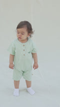 Bambu Kısa Kollu Bebek Yeşil Şort Tulum