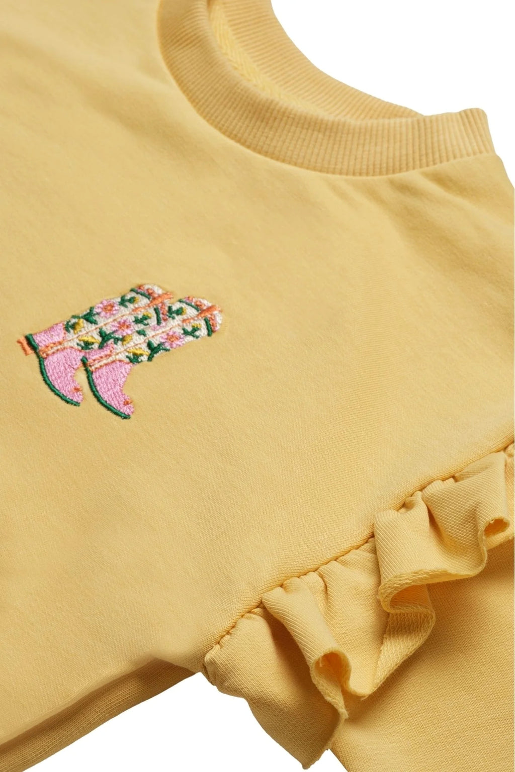 Fırfır Detaylı Sweatshirt - Açık Sarı